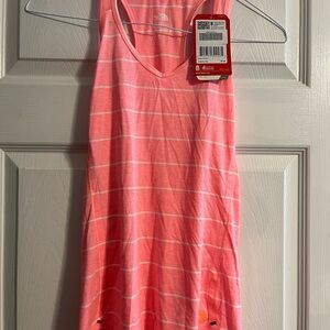 The North Face Neon Pink & White Striped Racerback Tank